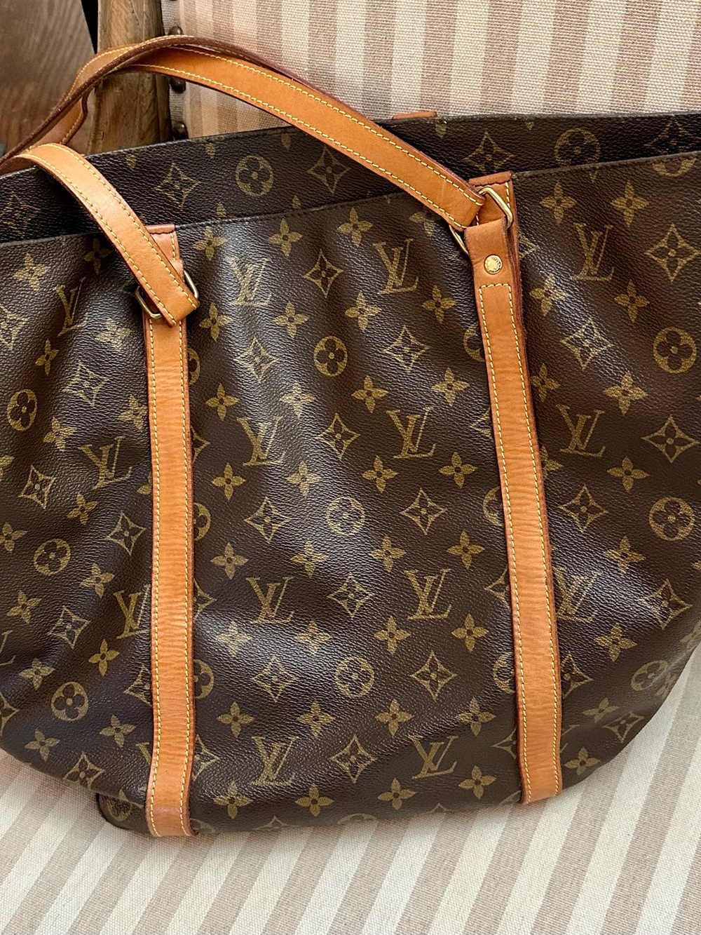 Louis Vuitton Monogram Canvas Tote in Brown and Vachetta
